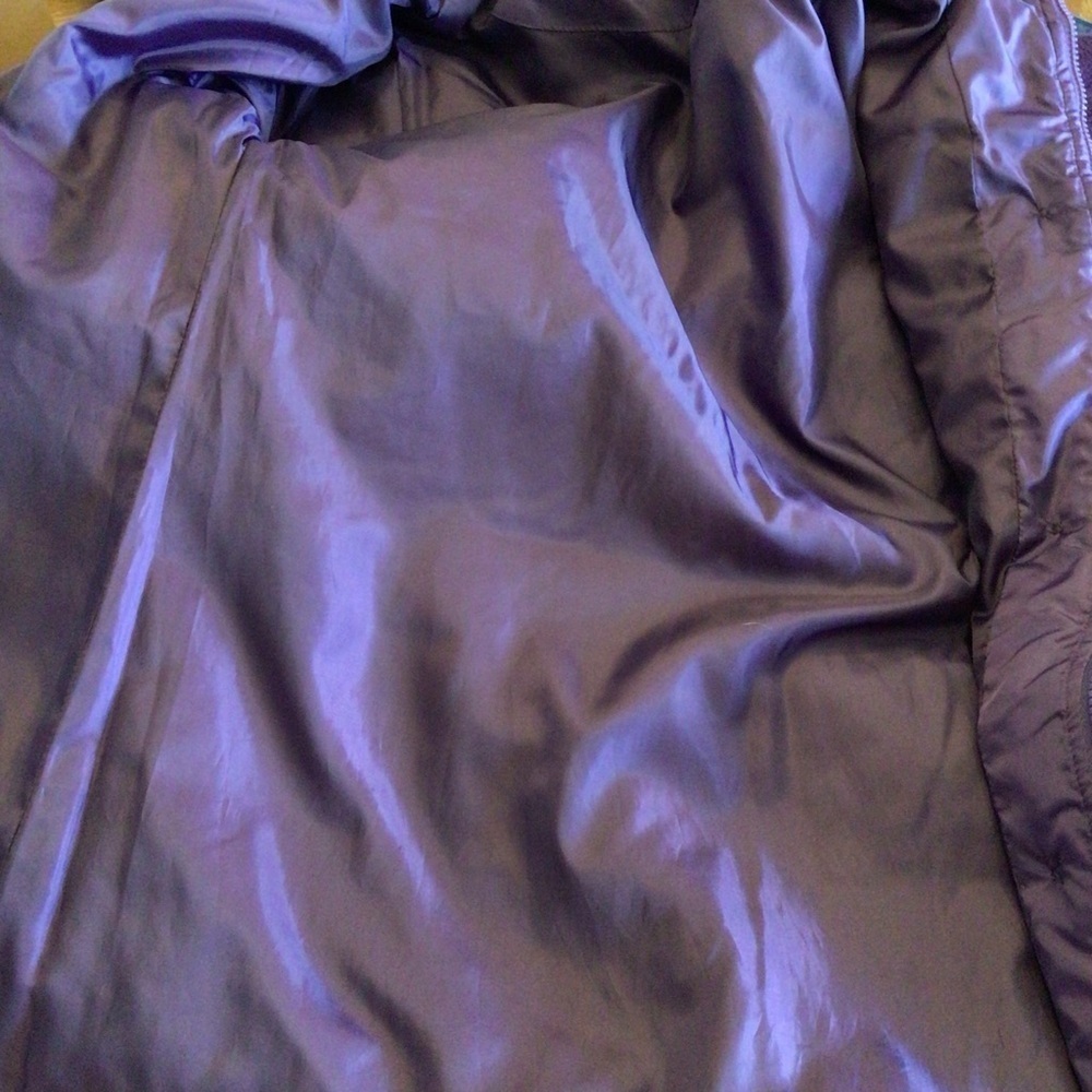 Womens Purple Quilted Fleece Sleeve Winter Coat Size Small - Picture 7 of 8